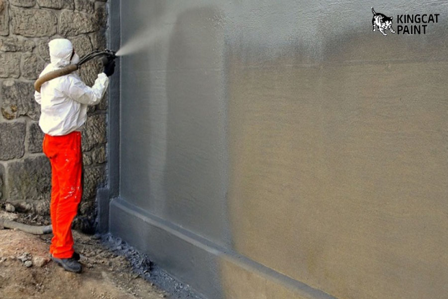 Phun sơn chống thấm pha xi măng cho tường